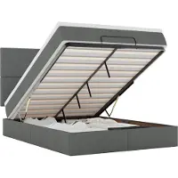 vidaXL Ottoman bed met matras en LED's 140x190cm stof donkergrijs