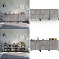 vidaXL Dressoirs 3 st 60x35x70 cm bewerkt hout grijs sonoma eikenkleur - Dressoir - Dressoirs - Kast - Dressoirkast