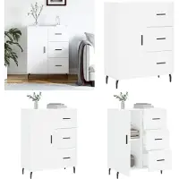 vidaXL Dressoir 69,5x34x90 cm bewerkt hout wit - Dressoir - Dressoirs - Opbergkast - Wandkast