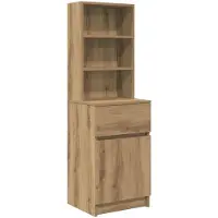 vidaXL Nachtkastje 39x35x125 cm bewerkt hout artisanaal eikenkleur