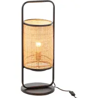Jline Tafellamp elton metaal/ratan zwart/naturel small