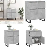 vidaXL Dressoir 60x35x70 cm bewerkt hout betongrijs - Dressoir - Dressoirs - Opbergkast - Buffet