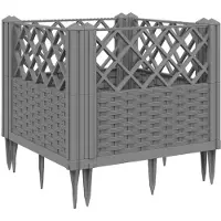 vidaXL Plantenbak met pinnen 43,5x43,5x43,5 cm polypropeen lichtgrijs