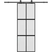 vidaXL Schuifdeur met beslagset 76x205 cm gehard glas zwart