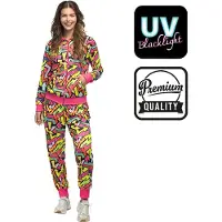 Boland - Trainingspak Street art babe UV (S) - Volwassenen - - 80s - 90s - foute party - grappig - retro trainingspak - neon