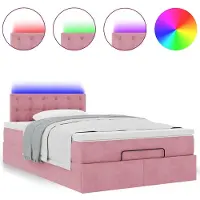 vidaXL Ottoman bed met matras en LED's 120x200cm fluweel roze