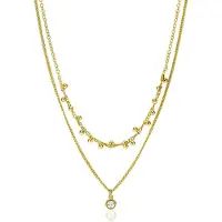 Zinzi gold plated zilveren multilook ketting met ronde zetting witte zirconia en 16 bolletjes 39-42cm ZIC2520Y