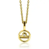 Zinzi 9mm gold plated zilveren Weegschaal sterrenbeeldhanger bezet met witte zirconia ZIHY-WEE (zonder collier)