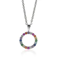 Zinzi zilveren hanger 12mm bezet met regenboog kleurstenen ZIH2170Z (zonder collier)
