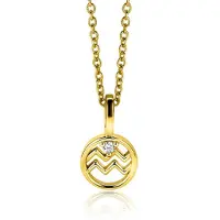 Zinzi 9mm gold plated zilveren Waterman sterrenbeeldhanger bezet met witte zirconia ZIHY-WAT (zonder collier)