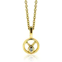 Zinzi 9mm gold plated zilveren Stier sterrenbeeldhanger bezet met witte zirconia ZIHY-STI (zonder collier)