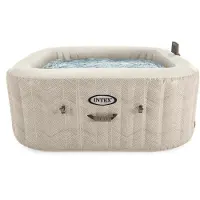 Intex 28446 Purespa Chevron Deluxe 4p 175x175x28 Cm Inflatable Hot Tub Beige 795 Liters