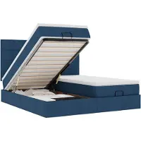 vidaXL Ottoman bed met matrassen en LED's 160x200cm stof blauw