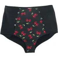 Rock Rebel by EMP - Rock Bikini Slip - Black Bikini Bottoms with Rockabilly Print and Buttons - S tot XXL - voor Vrouwen - zwart | Maat S