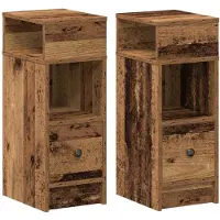 vidaXL Nachtkastjes 2 st met lade 25x31x66 cm oud houtkleurig
