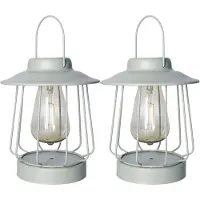 Anna's Collection Anna Collection Tuin lantaarn tafellamp - 2x - Solar - groen - D16 x H19 cm - LED buitenverlichting - Stijlvol
