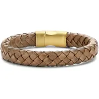 Frank 1967 bracelet brown braided leather 23cm ipg