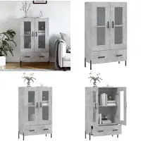 vidaXL Hoge kast 69,5x31x115 cm bewerkt hout betongrijs - Hoge Kast - Hoge Kasten - Dressoir - Kast