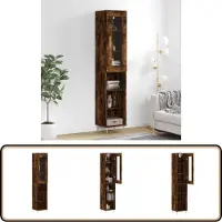 vidaXL Hoge kast - Gerookt eiken - 34,5x34x180 cm Hoge Kast - Boekenkast - Opbergkast - Houten Kast - Vintage Kast