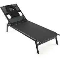 Costway Zonneligstoel met gezichtsopening, Stoel, Tuinligstoel met 5-voudig verstelbare rugleuning en afneembaar hoofdkussen, Terrasligstoel voor zwembad, tuin, terras, 207 x 63 x 31 cm