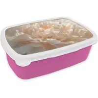 MuchoWow Broodtrommel Roze - Lunchbox Close up - Pioenroos - Lichtroze - Brooddoos 18x12x6 cm - Brood lunch box - Broodtrommels voor kinderen en volwassenen