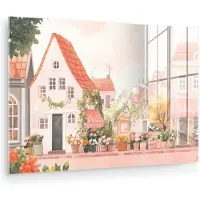 MuchoWow Glasschilderij 180x120 cm - Schilderij acrylglas - Bloemen - Huizen - Dorp - Foto op glas - Muurdecoratie woonkamer - Wanddecoratie slaapkamer - Schilderijen