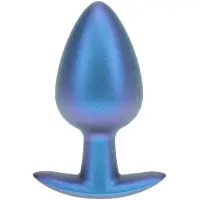 Ouch! Gladde Siliconen Buttplug 4 cm - Blauw Metallic