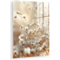 MuchoWow Glasschilderij 120x160 cm - Schilderij acrylglas - Wilde - Bloemen - Wit - Foto op glas - Muurdecoratie woonkamer - Wanddecoratie slaapkamer - Schilderijen