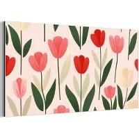 MuchoWow Aluminium schilderij 40x20 cm - Wanddecoratie metaal - Tulpen - Modern - Roze - Metalen muurdecoratie woonkamer - Decoratie industrieel - Foto op dibond - Industriële accessoires slaapkamer