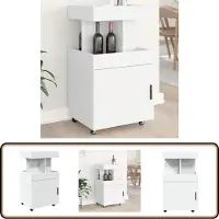 vidaXL Drankkar - Bewerkte hout - Wit - 50x41x89 cm Keukentrolley - Barwagen - Draakkar - Trolley Keuken - Opbergruimte