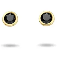 The Jewelry Collection oorknoppen zwart zirkonia 14K geelgoud 4023638