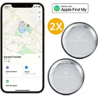 Garzini Bluetooth Tracker 2 Pack, Smart Tag, GPS Tracker, Keyfinder Geschikt Voor Apple, Koffer Tracker, Geen Abonnement, Batterij Vervangbaar, Zwart