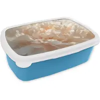 MuchoWow Broodtrommel Blauw - Lunchbox Close up - Pioenroos - Lichtroze - Brooddoos 18x12x6 cm - Brood lunch box - Broodtrommels voor kinderen en volwassenen