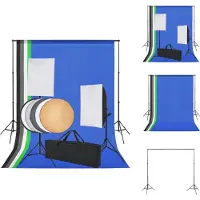 vidaXL Fotostudio Set - Achtergrond- en Verlichtingssysteem - 300 cm - Professionele softboxen - Draagtas - Fotostudio Set