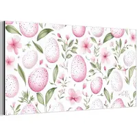 MuchoWow Aluminium schilderij 160x80 cm - Wanddecoratie metaal - Patroon - Eieren - Roze - Pasen - Metalen muurdecoratie woonkamer - Decoratie industrieel - Foto op dibond - Industriële accessoires slaapkamer