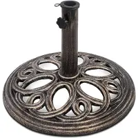 Costway Parasolstandaard, ronde parasolstandaard voor parasolstangen van 38/48 mm, Ø 45 cm, marktparaplustandaard van gietijzer, parasolvoet voor tuin, balkon, brons