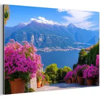 MuchoWow Aluminium schilderij 120x80 cm - Wanddecoratie metaal - Lake Como - Italië - Landschap - Metalen muurdecoratie woonkamer - Decoratie industrieel - Foto op dibond - Industriële accessoires slaapkamer