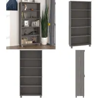 vidaXL Hoge kast HAMAR massief grenenhout lichtgrijs - Hoge Kast - Hoge Kasten - Buffetkast - Dressoir