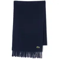 Lacoste sjaal wol met kasjmier - unisex gewoven sjaal - donkerblauw