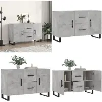 vidaXL Dressoir 100x36x60 cm bewerkt hout betongrijs - Dressoir - Dressoirs - Kast - Wandkast
