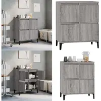 vidaXL Dressoir 60x35x70 cm bewerkt hout grijs sonoma eikenkleurig - Dressoir - Dressoirs - Kast - Wandkast
