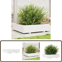 vidaXL Plantenbak 100x100x26,5 cm massief grenenhout wit