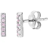 The Jewelry Collection Zilver Gerhodineerde Oorknoppen balkje zirkonia 1332971