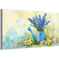 MuchoWow Aluminium schilderij 80x40 cm - Wanddecoratie metaal - Lavendelbloemen - Quote - Gieter - Metalen muurdecoratie woonkamer - Decoratie industrieel - Foto op dibond - Industriële accessoires slaapkamer