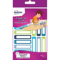 Avery Family mini naametiketten, ft 5 x 1 cm, blauw/groen, ophangbare etui met 30 etiketten 10 stuks