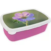 MuchoWow Broodtrommel Roze - Lunchbox Bloem - Close up - Paars - Brooddoos 18x12x6 cm - Brood lunch box - Broodtrommels voor kinderen en volwassenen