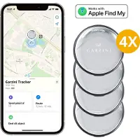 Garzini Bluetooth Tracker 4 Pack, Smart Tag, GPS Tracker, Keyfinder Geschikt Voor Apple, Koffer Tracker, Geen Abonnement, Batterij Vervangbaar, Zwart