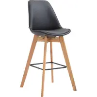 CLP barkruk Metz, bekleed met kunstleer, met rugleuning en voetsteun | Kleur: zwart. Frame: naturel