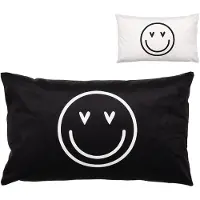 Clayre & Eef Kussenhoes 30x50 cm Zwart Wit Polyester smile