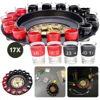 Cheqo Drinkspel Roulette - 16 Shotglazen Set - Drankspel - Drankspelletje - Feestspel Accessoires - Diameter 30 cm - Inclusief EBOOK